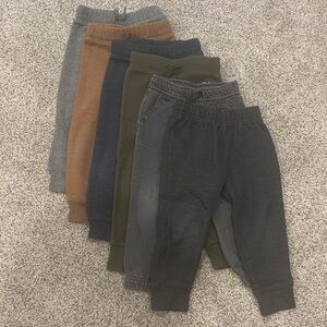 3T sweat pants - 6 pairs - Gray, Tan, Green, Navy
